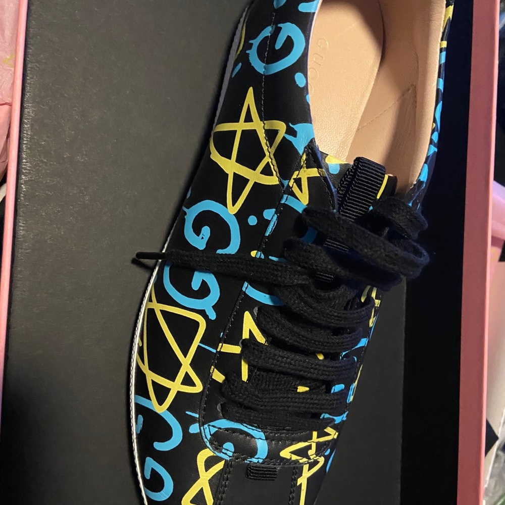 Gucci Ghost print  Leather low top sneakers